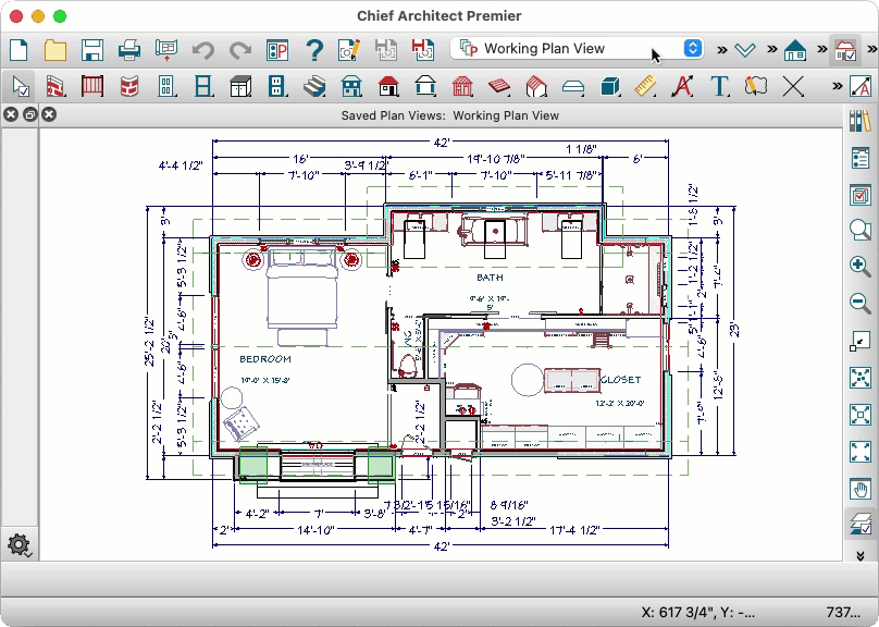 Using the Saved Plan View Control tool to switch between Saved Plan Views