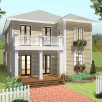 Home design with second story porch.
