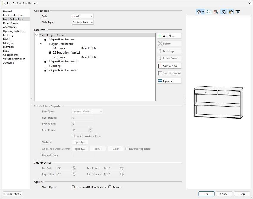 Change your face items until you have your desired table layout.