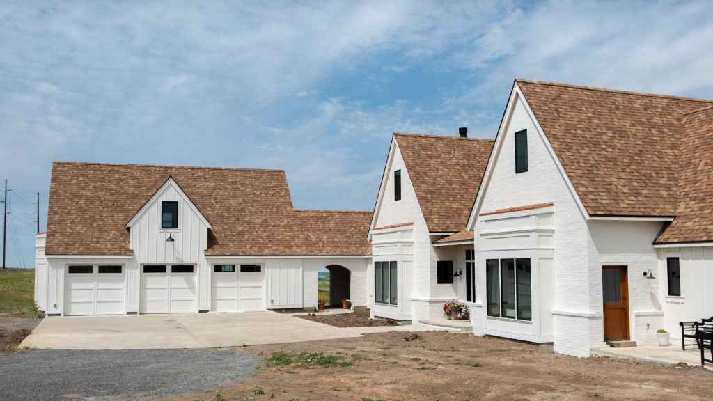 Modern farmhouse with copper accents