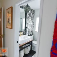 full height backsplash in bathroom