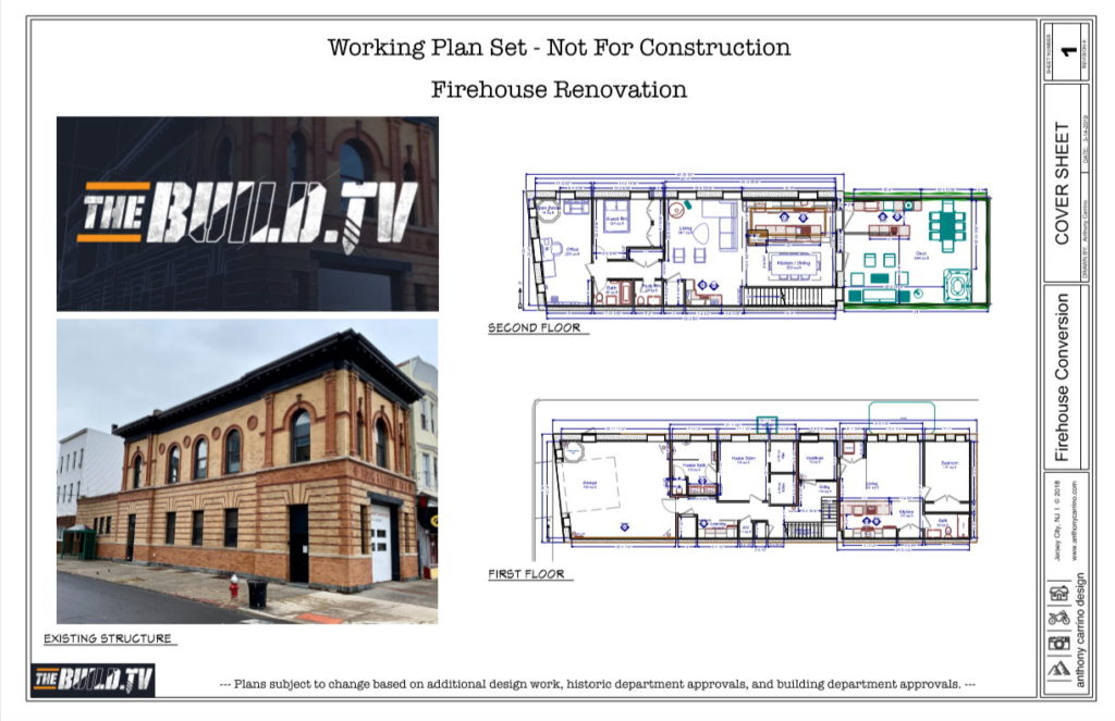 Working plan set of firehouse renovation for thebuild.tv.