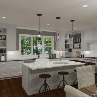 Jenna Mattison White Kitchen Design with Butcher Block Island