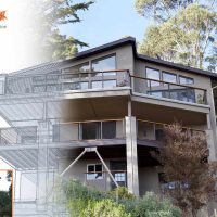 3 level home with tall windows