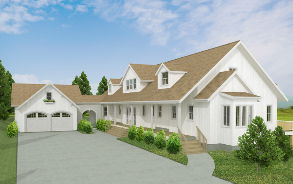 Render of modern, white farmhouse in Chief Architect