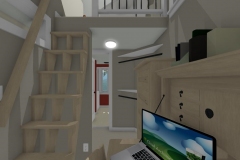 Small stairs showing extra storage solutions in lower level
