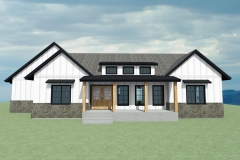 Farmhouse with white siding and a large front porch.