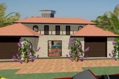 Gisela Everhard's residential house design with a taupe exterior and a two-car garage.