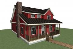 A red colored house designed in Chief Architect.