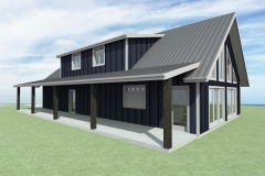 Clerestory farmhouse with front porch overhang.