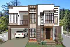Rodante Bernabe's Two- story residential home with white siding and brown accents.