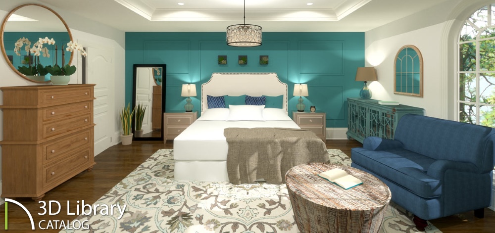 Primary Bedroom with Wayfair furniture and accessories to design a warm and relaxing space.
