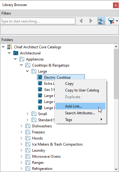 Click Add Link to create a link to an existing object