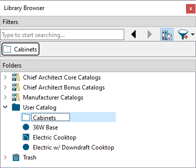 Rename a folder added to the User Catalog