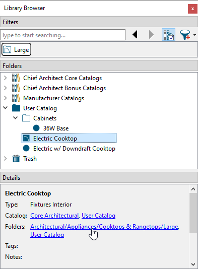 Click a link in the Details pane to locate a link's source object