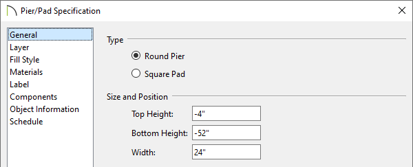 General panel of the Pier Specification