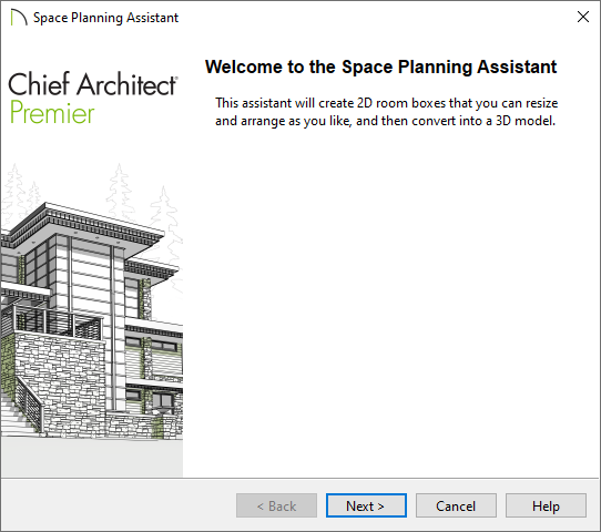 Welcome screen of the Space Planning Assistant
