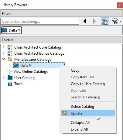 Updating a catalog that has new content available